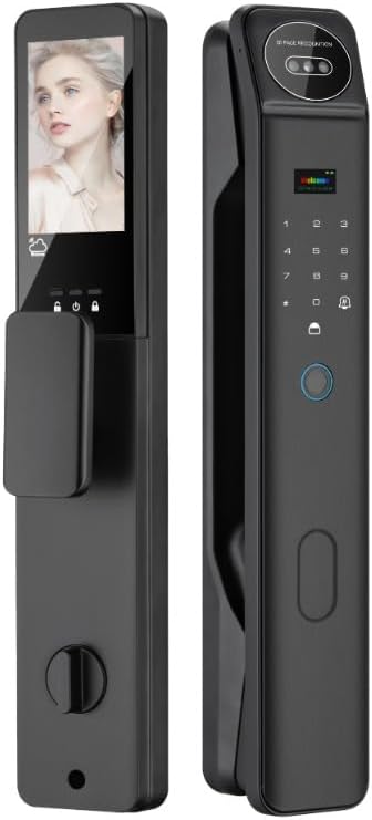 Miniatura 9 de Cerradura de puerta inteligente con reconocimiento facial e intercomunicador de video, huella digital de entrada sin llave, control de aplicación