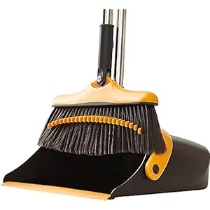 Broom and Dustpan Set with Long Handle – Kitchen Brooms and Stand Up Dust Pan Magic Combo Set for Home – Lobby Broom…