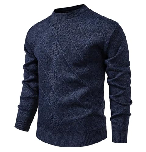 Men O-Neck Patchwork Sweater Long Sleeve Slim Fit Warm Knit Pullover for Casual Fashion and Work2