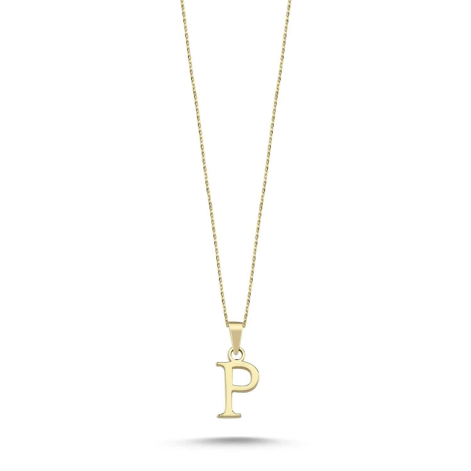 Wish Carat 100% 14k Real Gold Necklace for Women | Dainty Charm Alphabet Name Letter Initial Necklaces for Women | Custom Pendant Jewelry for Her |