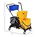 HOMCOM 2 x 6.9 Gallon Mop Water Bucket Wringer Cart with Easy to Use Side Press Wringer, Smooth Wheels, Mop-Handle Holder