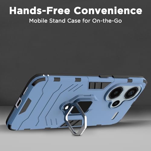 Image of Pikkme Redmi Note 13 Pro Plus 5G Back Cover | D5 Tough Armor Bumper | 360 Protection Case | Ring Holder Stand Case for Redmi Note 13 Pro Plus 5G (Blue)