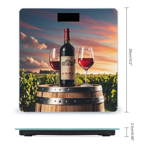 Báscula digital de baño VTCTOASY con diseño barril de vino miniatura 2