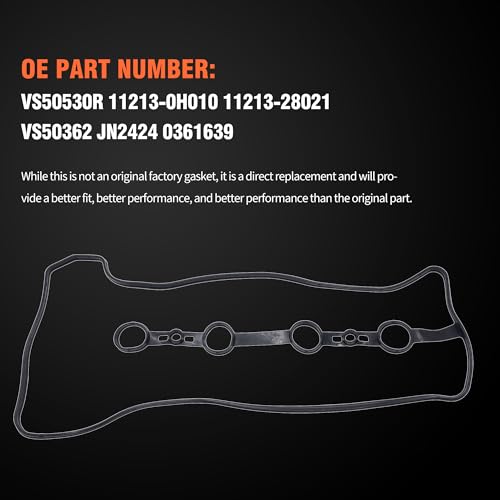Image of HiSport Valve Cover Gasket Seal - Replace VS50530R VS50362 JN2424 0361639 | Compatible with Lexus HS250h Pontiac Vibe Scion tC xB Toyota Camry Corolla Highlander Matrix RAV4 Solara 2.0L 2.4L 2001-2015