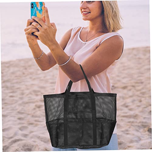 Modern Beach Bag Large Beach Tote Mesh Zipper Pocket for Storage Portable and Lightweight3
