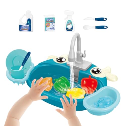 Fregadero con agua real y bomba eléctrica para lavar platos de juguete