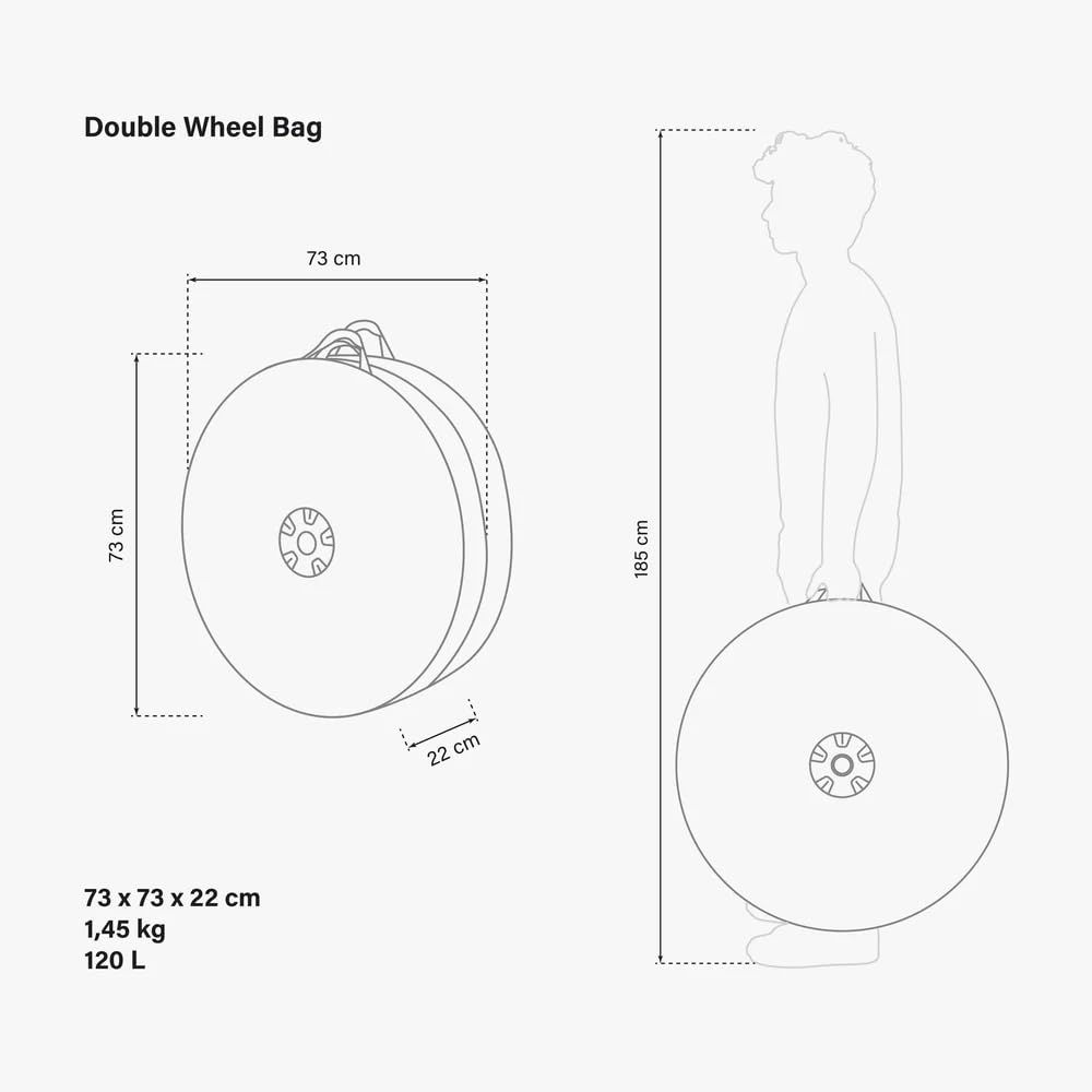 Doppelte Fahrradradtasche, für 2 Laufräder 26”, 650b, 650c, 700c, reißfestes Gewebe, 0.9 kg