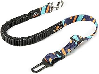 Dog Seat Belt for Car - Pet Cat Dog SeatBelt Harness Adjustable Length - Strong Dog Car Seat Belt Clip for Travel Safety - Elastic Anti Shock Buffer Nylon Bungee Lead - Fit Small, Medium, Large Dogs
