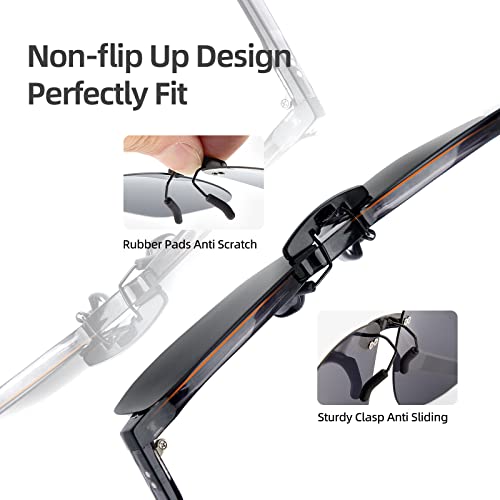Image of Goiteia Polarized Flip up Clip on Sunglasses over Prescription Glasses for Men Women-Upgraded No Blue Glare