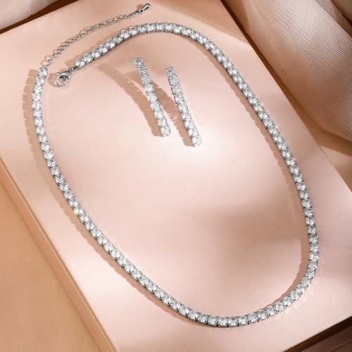 Image of Rubans AD Zircon Bridal Bold Statement Necklace Set Stylish
