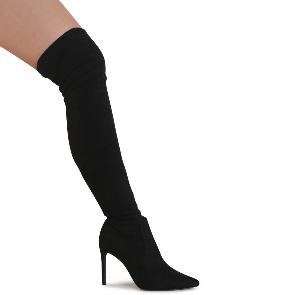 3206 Damen Spitze Overknee Stiefel Velours