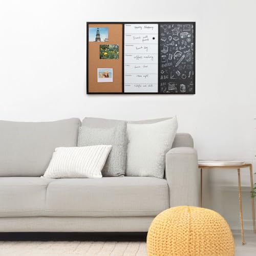 Tableau blanc à craies et liège avec accessoires de planification