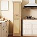 Iwell Tall Narrow Storage Cabinet with Doors, Rattan Cabinet with Adjustable Shelves, Freestanding Linen Storage for Living Room, Entryway, Kitchen, Bathroom, Natural