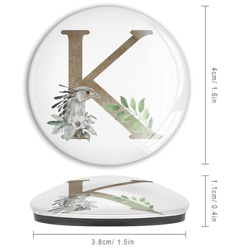 Aimants en verre lettre initiale K monogramme oiseau déco - 4