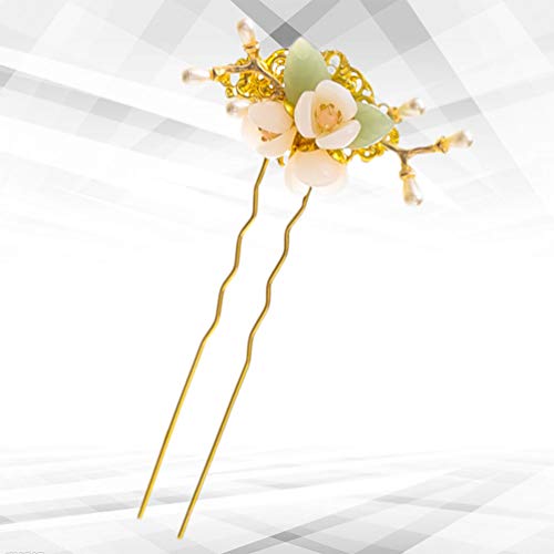 PIXNOR Flower Hair Pin Pearl Hair Stick Vintage Hair Chopsticks Chignon Pin Add Pendant Hair Insert Updo Headdress Headwear for Women Lady