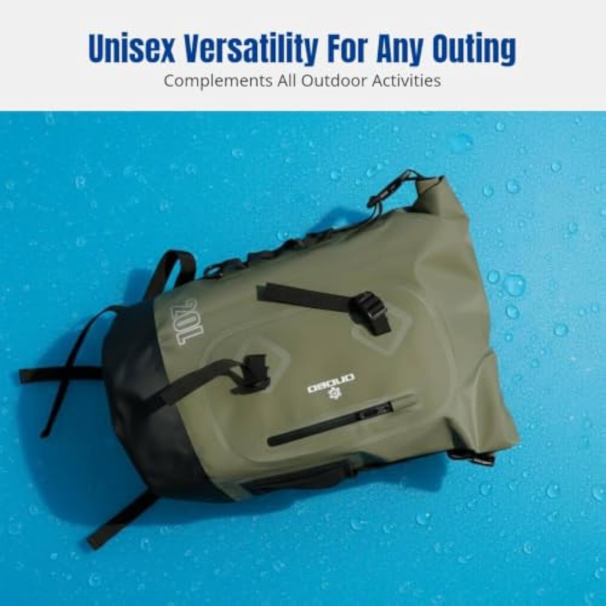 Waterproof Roll-Top Backpack, Large Capacity, Unisex Outdoor Travel