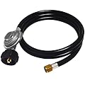 Universal Propane Regulator and Hose for Most LP Gas Grill, 6 FT QCC1/Type1 Propane Hose Replacement Parts for Fire Pit Table, Nexgrill, Charbroil, Weber, Napoleon S85001, 3/8" Female Flare Nut