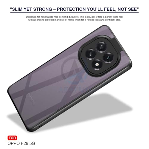 Image of AESTMO Oppo F29 5G Back Cover | 360 Protection | Crystal Clear Hard Back Transparent | Bumper Case for Oppo F29 5G (PC+TPU, Black Bumper)