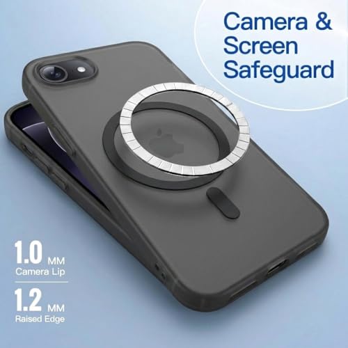 Image of DIZORO Matte Case for iPhone 17e / iPhone 16e Compatible with MagSafe, Camera Lens Full Protection, Shockproof Translucent Frosted TPU Soft Phone Cover, Anti-Fingerprint (Black)