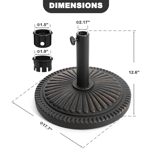 Image of NUU GARDEN Round Patio Umbrella Base, Weighted Umbrella Base with Hand-turn Knob, for Garden, Backyard, Poolside