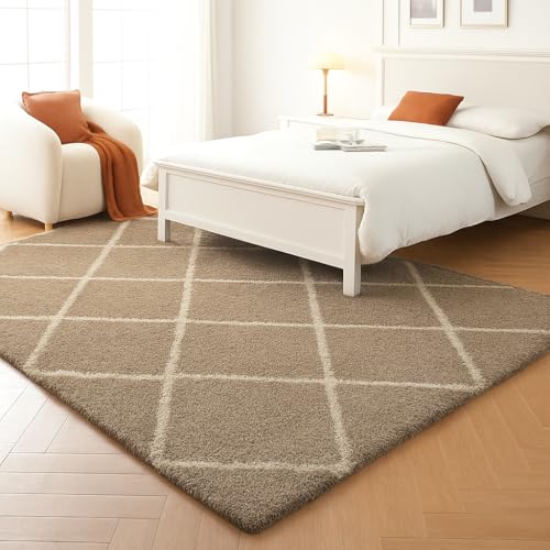 Image of 3x5 feet Soft Area Rug for Living Room and Bedroom, Modern Indoor Floor Carpet with Non-Slip Backing, Comfortable Decorative Home Decor Rug, Easy Clean & Durable- (Beige B, Rectangular)