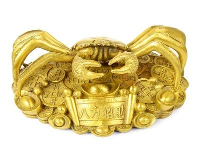 Crabe porte-bonheur en laiton statue Feng Shui maison et bureau bien-etre