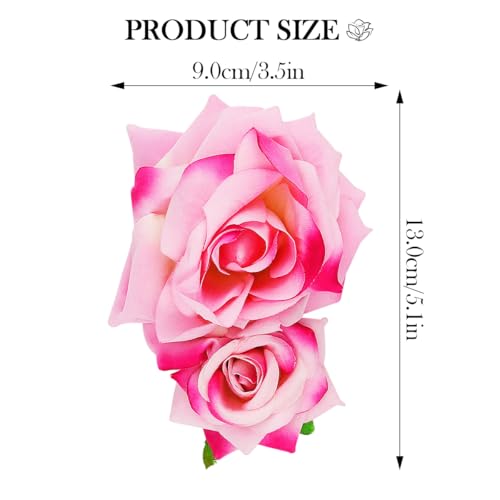 ZJIVQO Rose Hair Clip Flower Hairpin Brooch Velvet Ornament Rose Flower Hair Accessories for Woman Girl Ladies Wedding Hair Clip Flamenco Dancer Valentines Day Decoration - Image 2