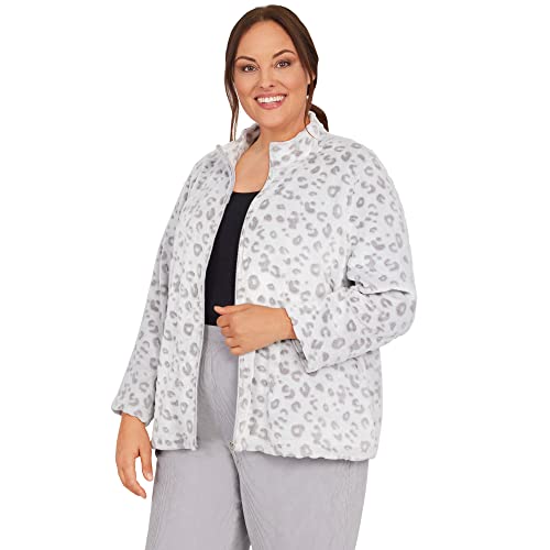 Alfred Dunner Women's Plus-Size Womens Leopard Funnel Neck Long Sleeve Jacket3