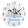 Wall clock for living room decor cute dogs lovely puppy grooming pvc 98 inch hanging round desk clocks silent non ticking battery operated easy to read bathroom kitchen office  urban country home decor