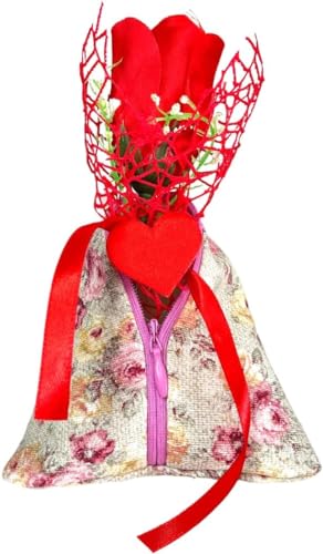 DANCEWEAR Muttertag – Plüsch Marienkäfer Glücksbringer – Schlüsselanhänger Geldbörse – Bouquet Rose Rot – Kunsthandwerk – Geschenkbox