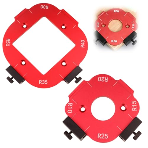 2 Stück Router Jig Radius Schablone, Router Jig Radius Schablonen für Oberfräse, Holzbearbeitungsvorlagen für R10-R50 Radien, Radius Routing Vorlagen für Holzbearbeitung DIY