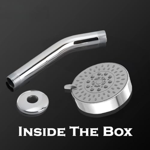 Image of HOUZA Square Shower Head for Bathroom | 4 Inch 3-Function Overhead Shower with Arm | Adjustable Bathroom Shower with Even Water Flow & Rust Resistant | Anti-Clog Silicone Nozzles for Wall Mounting