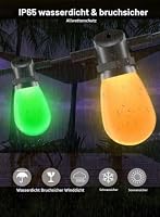 Gaoxun Lichterkette Außen Outdoor LED Strom, 15m Bunt RGBW Farbwechsel 15 S14 Glühbirnen, App-Steuerung, Dimmbar, Musik Sync, Timer, IP65 Wasserdicht für Garten Terrasse Party – Ansicht 7