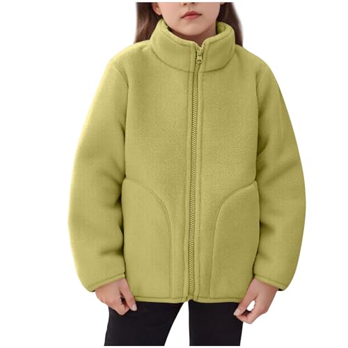 Girls Fleece Jacket Warm Winter Sherpa Coats Full Zip Fuzzy Sweatshirt Jacket with Pockets Fluffy Outerwear Coat