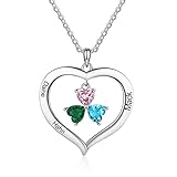 Personalized Names Forever Love Heart Women Necklace with 1-8 Simulated Birthstone Pendant Necklaces...