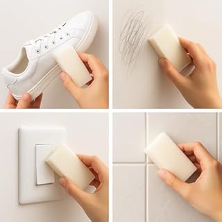 Set 4 Pezzi Spugna Magica Multiuso – Gomma Magica per Pareti, Carta da Parati, Scarpe, Parquet, Piastrelle – Pulizia Senza Detergenti, Efficace su Macchie e Aloni