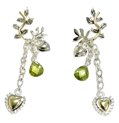 Damen-Ohrringe, algerischer Liebesknoten, Royale, 007-Stil, silberfarben, Blatt- und Herz, baumelnde Ohrringe, 45 mm lang, Edelstahl-Schmuck Damen-Ohrringe, algerischer Liebesknoten, Royale, 007-Stil, silberfarben, Blatt- und Herz, baumelnde Ohrringe, 45 mm lang, Edelstahl-Schmuck