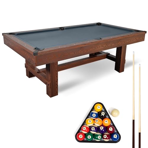 EastPoint Cornerstone Billiard Table - Gray Engineered Wood - Pro-Grade K-66 Bumpers for Pool Games - Built-in Leg Levelers for Stable Surface on Game Table - Cues, Balls & Cover for Billiards