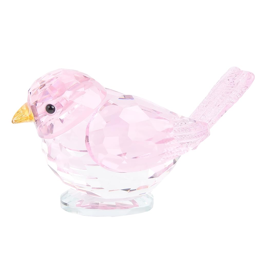 Plumage en cristal rose d'oiseau, presse-papier en verre fait main