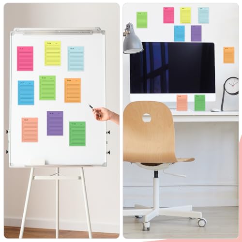 9 Blöcken To Do Liste Linierte, 450 Blätter Haftnotizen Sticky Notes Klebende Notizzettel Karteikarten für Notizen Erinnerungen Markierung (10x15cm)
