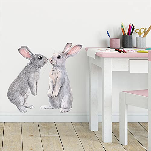 Vinilo decorativo dos conejos removible para pared miniatura 4