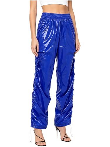 Ceinture élastique et coupe lâche sur ce pantalon de danse bleu Y2K