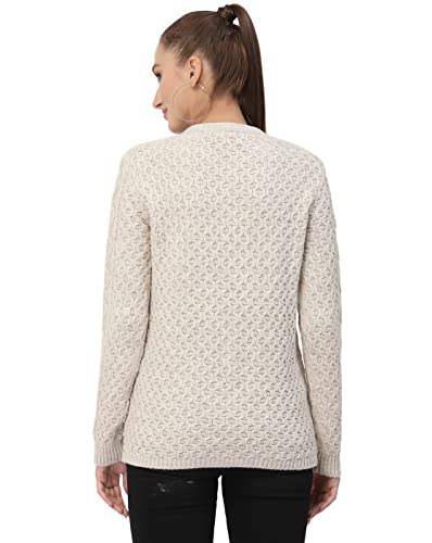 Image of Kalt Women Sweater for Winters Woolen Acrylic Full Sleeve Round Neck Cable Design Cardigan Sweater