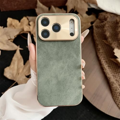 Coque iPhone 13 Pro Max cuir mat vert anti-glisse et robuste