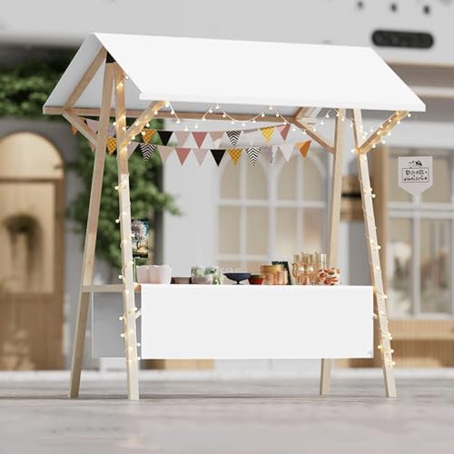 Espositore pieghevole in metallo con tovaglia e tenda da sole portatile per fiere, festival, mercatini delle pulci e carrelli alimentari (120 x 60 cm)
