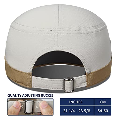 Image of GADIEMKENSD Stretch Army Cap Cadet Military Hats Flat Top Baseball Cap Short Bill Breathable