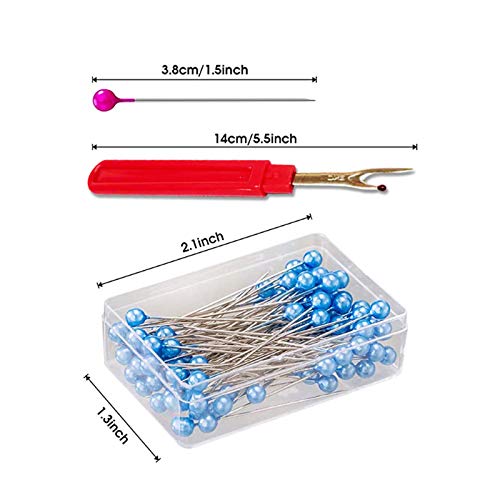 Sewing Pins – 800 PCS Peal Needles, Straight Quilting Pins for Dressmaking, Jewelry, Sewing Projects, with Sewing Seam Ripper and Soft Tape (Pearl Ball Heads Pins)