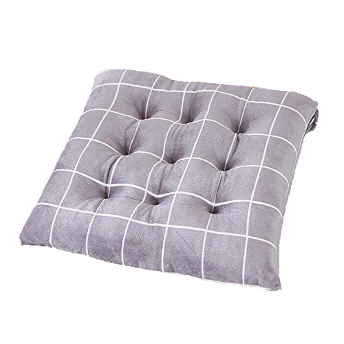 Gray Square Chair Pads Floor Pillow Cushion 16x16in Kitchen Seat Cushion with Tie Non Slip Thickened Tatami Cushion Eco-Friendly Breathable Pad Chair Pads Reversible Chair Pad Soft Seat Cushions