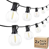72ft (36 X 2-Pack) Outdoor G40 LED Globe String Lights Dimmable Waterproof Light Strings with Shatterproof 54 LED Bulbs Connectable Commercial Bistro Hanging Lights for Christmas Patio Garden Backyard