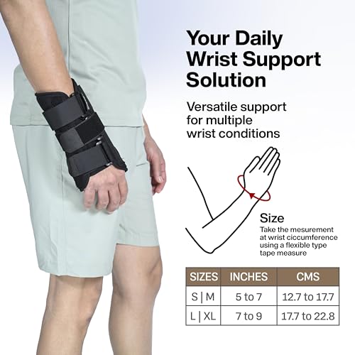 Image of FOVERA Wrist Splint Brace for Carpal Tunnel | Adjustable Wrist Support Brace with Splints | Hand Support for Arthritis, Tendonitis, Sprain, Injuries & Wrist Pain (Size - Medium, Left Hand)